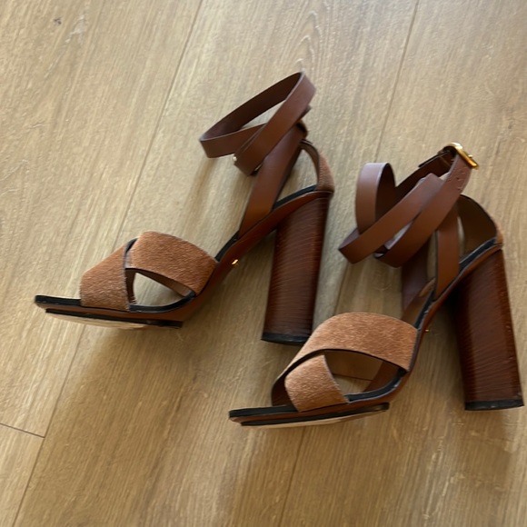 Gucci Brown Suede and Leather Candy Cross Ankle Wrap Sandals Size 38 - Picture 4 of 9